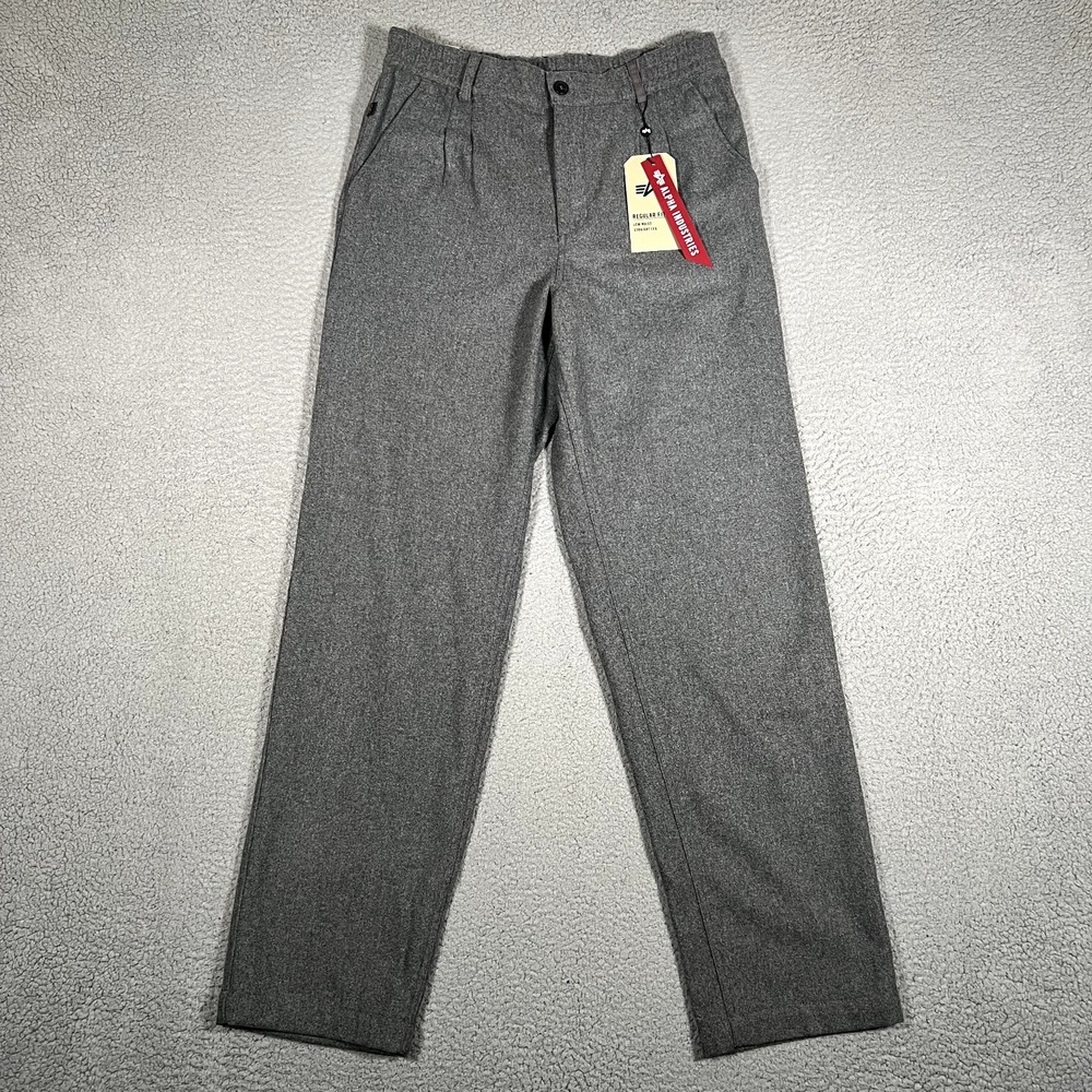 Alpha Industries Pants Mens Large Heather‎ Gray Wool Pull On Casual Preppy NWT